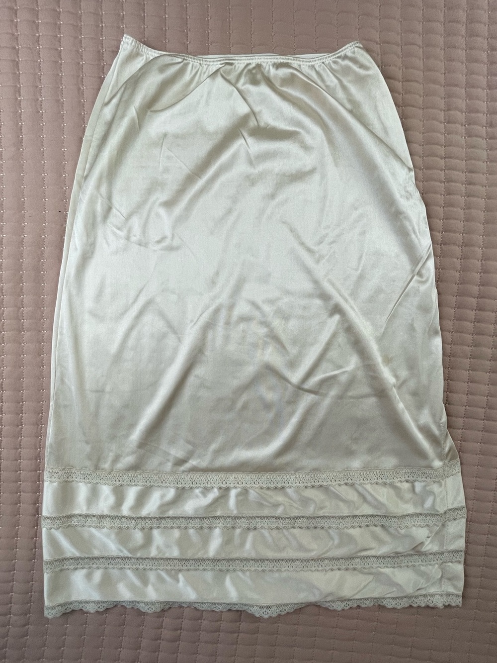 Classic Ivory Half Slip Skirt with Lace Trim Small
